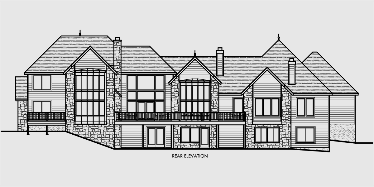 House side elevation view for 10080 Luxury house plans, master on the main house plans, house plans with side garage, house plans with basement, house plans with loft, house plans with 4 car garage, 10080