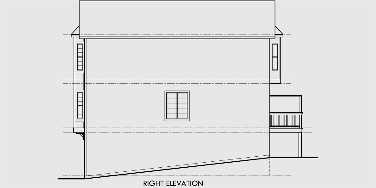 House rear elevation view for D-405 Duplex house plans, townhouse plans, 2 bedroom duplex plans, duplex with garage, D-405