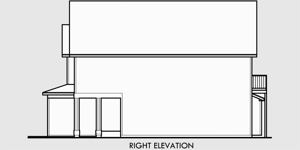 House side elevation view for 9920 Narrow lot house plans, small lot house plans, 20 ft wide house plans, affordable house plans, 9920