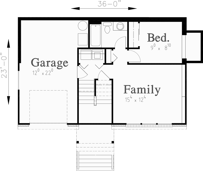 Basement Floor Plan for 9935 Split level house plans, small house plans, house plans with daylight basement, narrow house plans, 9935
