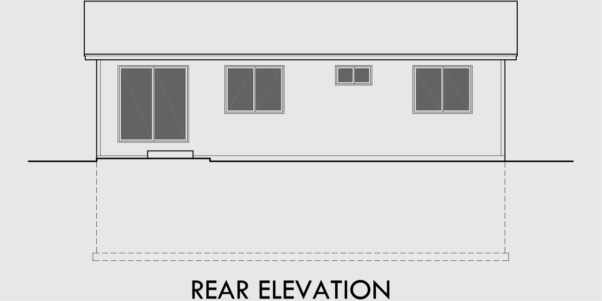 House rear elevation view for 9935 Split level house plans, small house plans, house plans with daylight basement, narrow house plans, 9935