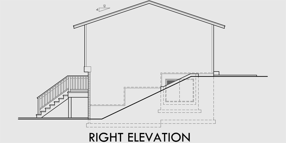 House front drawing elevation view for 9935 Split level house plans, small house plans, house plans with daylight basement, narrow house plans, 9935
