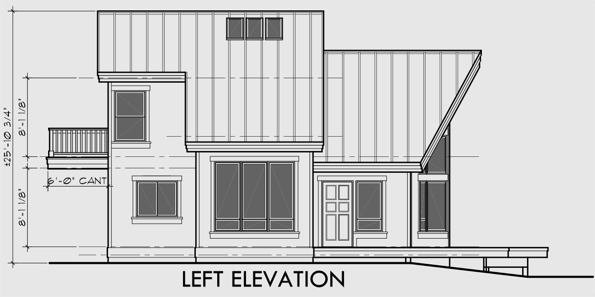 House front drawing elevation view for 9932 A-Frame House Plan, Master on the Main, Loft, 2 Bedroom