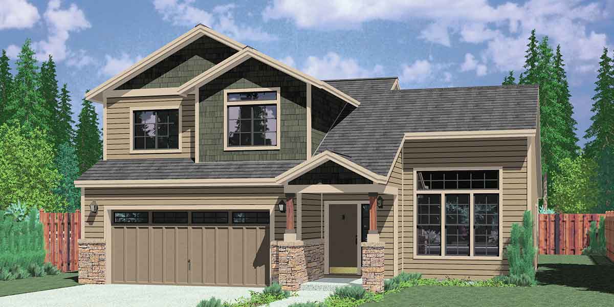 House front color elevation view for 9953 Master on the Main floor plan house plans www.houseplans.pro