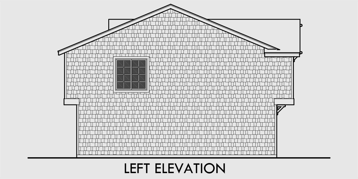 House rear elevation view for D-441 Multifamily house plans, reverse living house plans, D-441