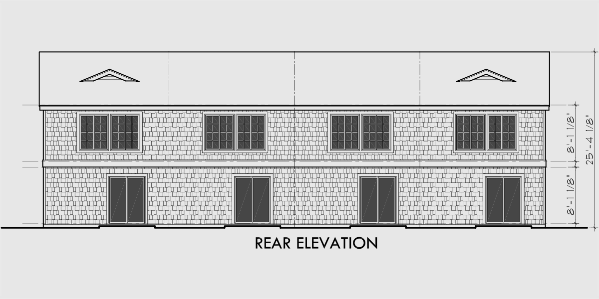 House side elevation view for D-441 Multifamily house plans, reverse living house plans, D-441