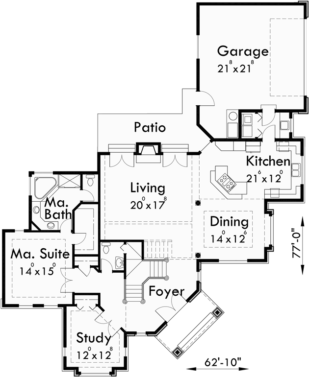 Grand Entrance Corner Lot House Plan, Master On The Main Floor