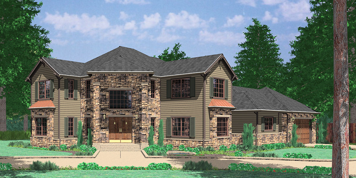 10029 Grand Entrance Corner Lot House Plan, Master on the Main Floor 