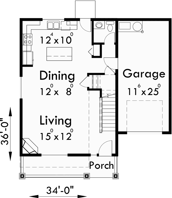 Narrow Lot House Plans, Small Lot House Plans, 10094