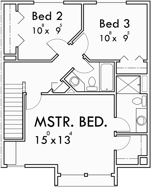 Triplex 3 Bedroom, 2 Car Garage, Side To Side Sloping Lot