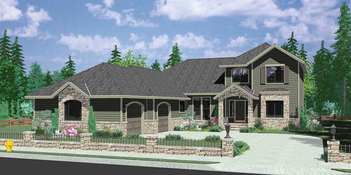 traditional house plan render 10052
