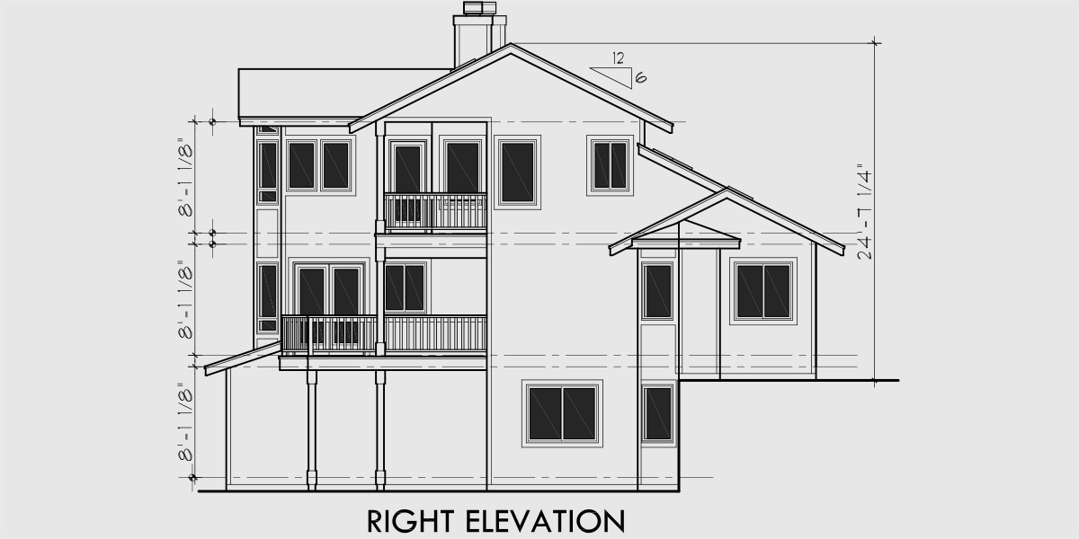 House rear elevation view for 10048 View house plans, sloping lot house plans, multi level house plans, luxury master suite plans, house plans with daylight basement, 10048