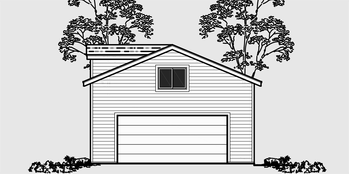 House front color elevation view for CGA-88 2 car garage plans, garage plans with storage, dog house dormer