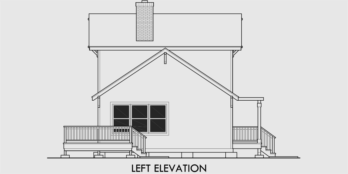 House front drawing elevation view for 10002 Tiny house plans, 2 bedroom house plans, small house plans, 10002