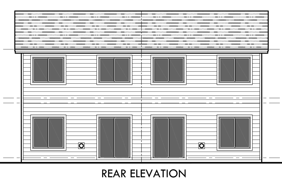 House front drawing elevation view for D-532 Duplex House Plan, D-532, Duplex  Plans with Garage