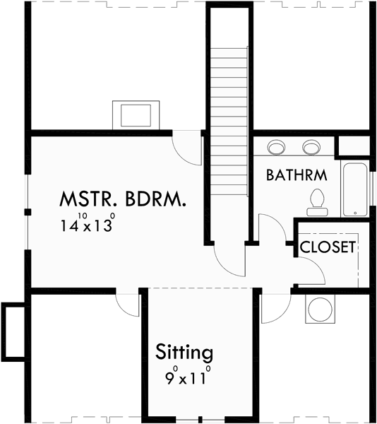 Upper Floor Plan for 10122 Bungalow House Plans, Large Porch House Plans, 1.5 Story House Plans, House Plans with Dormer Windows