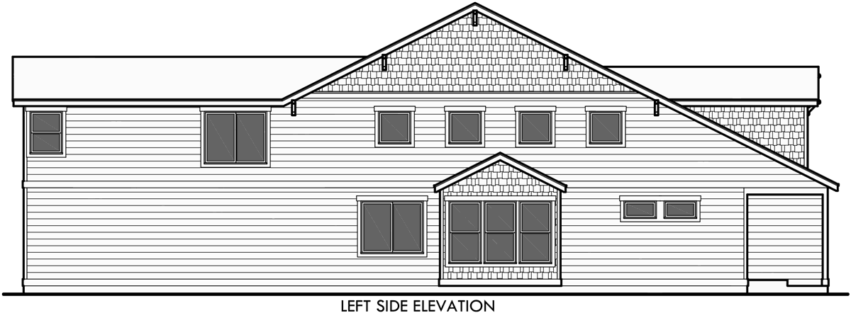House front drawing elevation view for 10119 Narrow lot house plans, house plans with rear garage, 4 bedroom house plans, 15 ft wide house plans, 10119
