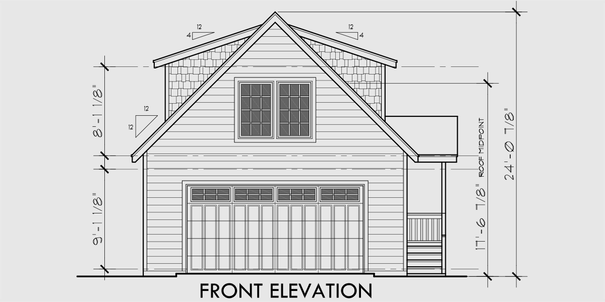 House front drawing elevation view for CGA-106 Carriage garage plans, guest house plans, 3d house plans, cga-106