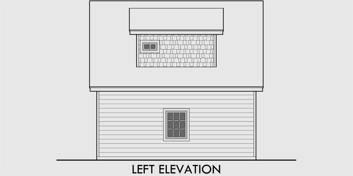 House side elevation view for CGA-106 Carriage garage plans, guest house plans, 3d house plans, cga-106