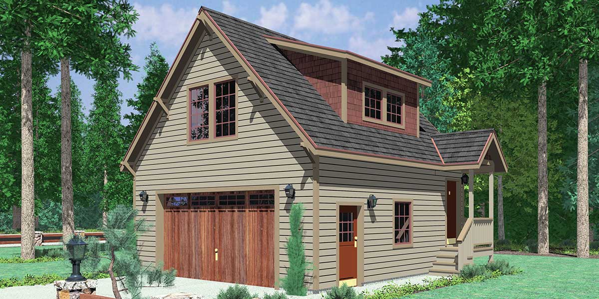 House front color elevation view for CGA-106 Carriage garage plans, guest house plans, 3d house plans, cga-106