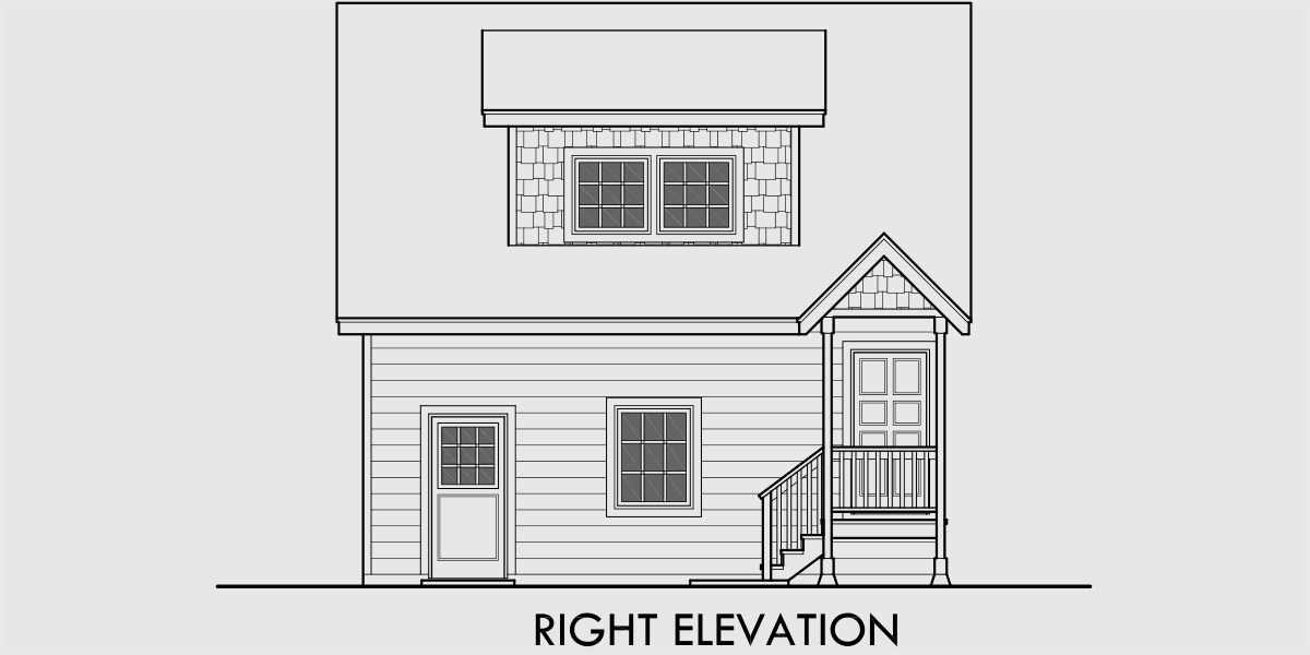 House rear elevation view for CGA-106 Carriage garage plans, guest house plans, 3d house plans, cga-106