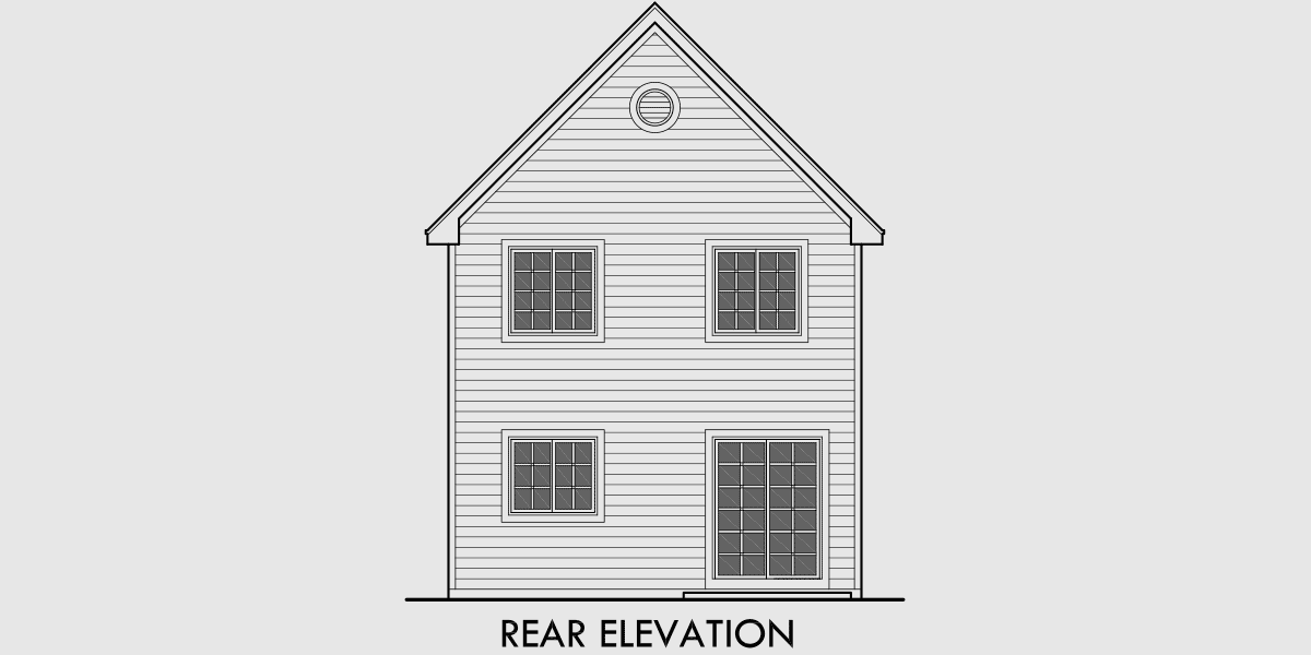 House side elevation view for 10091 Victorian house plans, Narrow Lot House Plans, house plans with bay windows, 10091