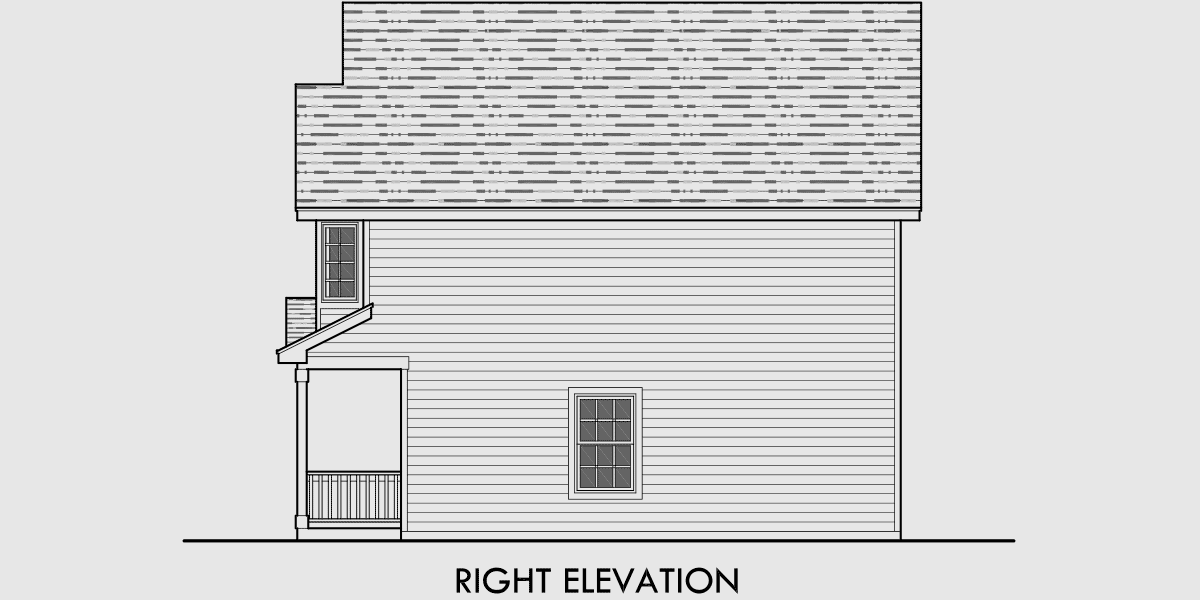 House front drawing elevation view for 10091 Victorian house plans, Narrow Lot House Plans, house plans with bay windows, 10091