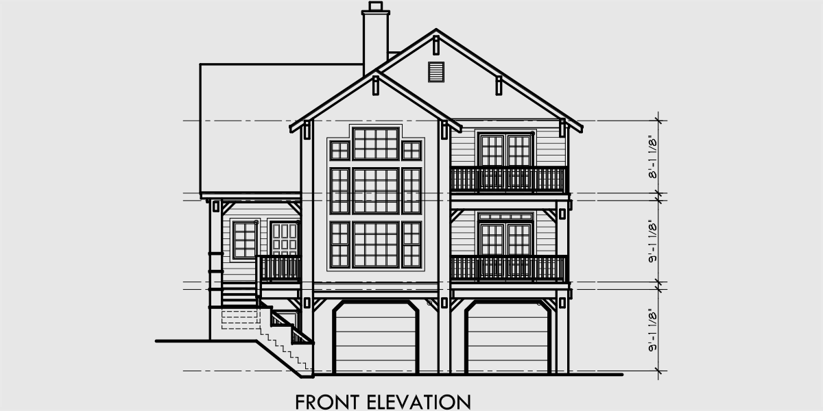 House front drawing elevation view for 10064 Luxury house plans, Portland house plans, 40 x 40 floor plans, 4 bedroom house plans, craftsman house plans, 10064