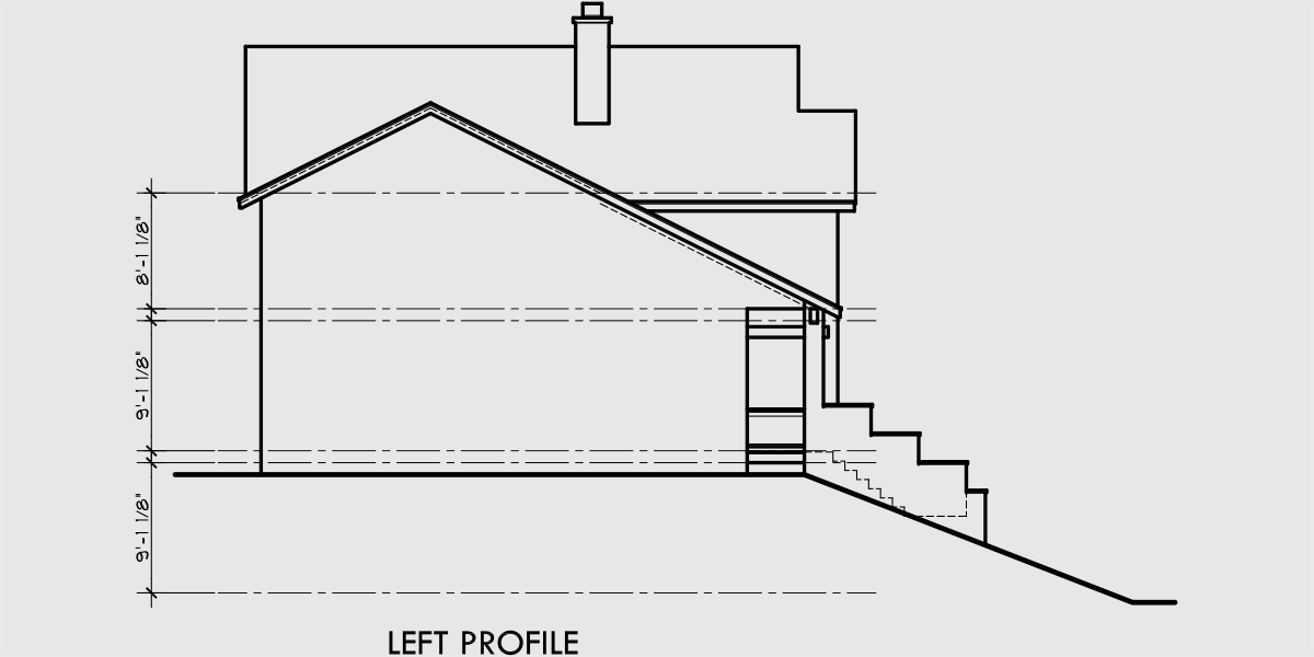 House side elevation view for 10064 Luxury house plans, Portland house plans, 40 x 40 floor plans, 4 bedroom house plans, craftsman house plans, 10064