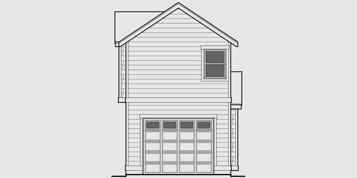 House rear elevation view for 10133 Narrow lot house plans, small lot house plans, 15 ft wide house plans, small craftsman house plans, house plans with rear garage, 10133