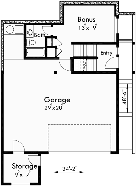 Basement Floor Plan for 10141 House plans, house plans for sloping lots, 3 level house plans, three story house plans, view house plans, 10141