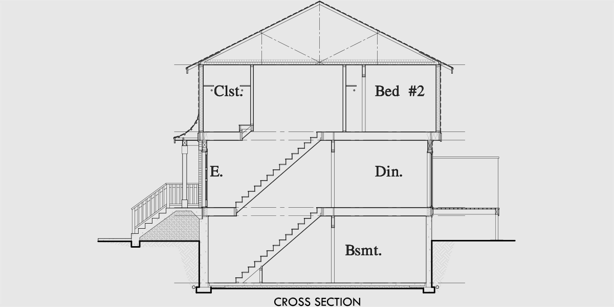 House rear elevation view for D-520 Duplex plans with basement, 3 bedroom duplex house plans, small duplex house plans, affordable duplex plans, d-520