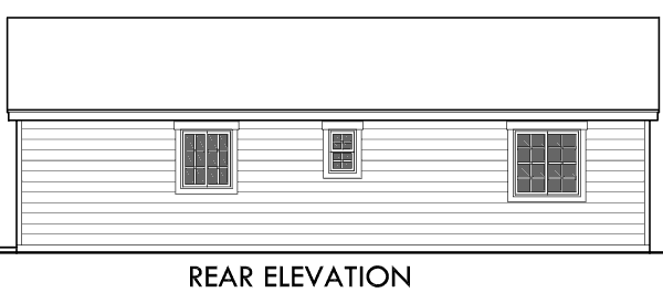 House front drawing elevation view for 10140 ADU Small House Plan 2 Bedroom, 2 Bathroom, 1 Car Garage