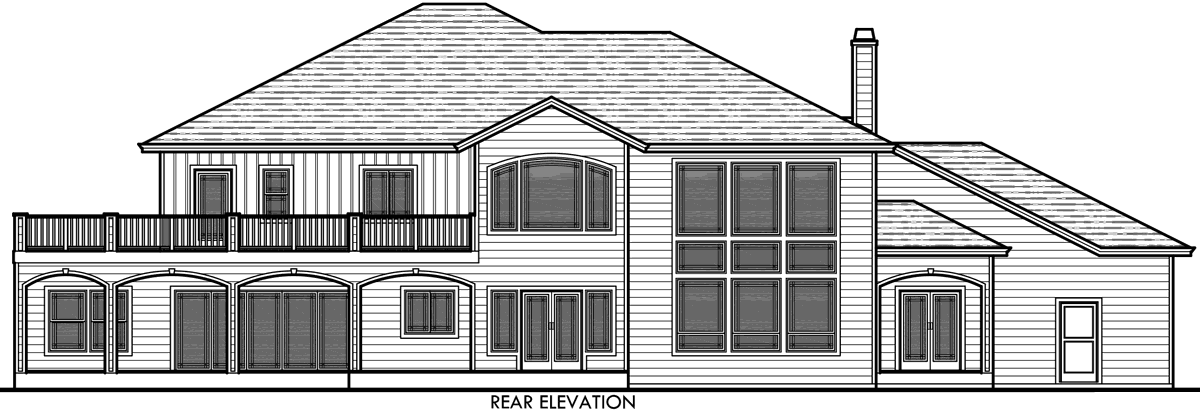 House front drawing elevation view for 10113 Luxury House Plans, Craftsman house plans, 4 bedroom house plans