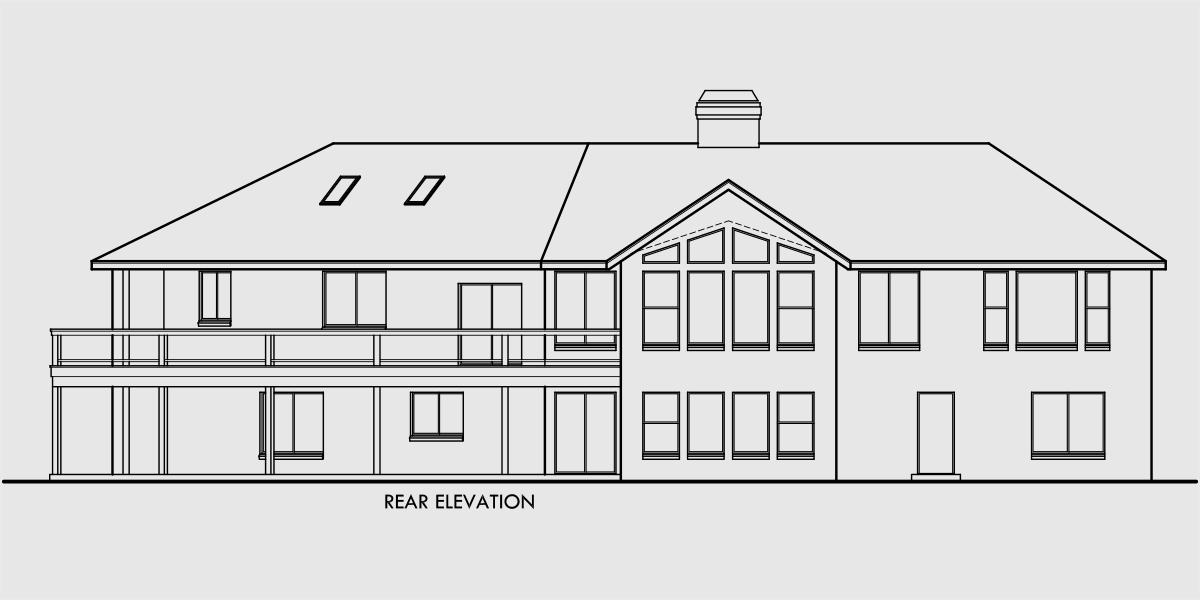 House front drawing elevation view for 9905 Ranch house plans, daylight basement house plans, sloping lot house plans, mother in law house plans, 9905