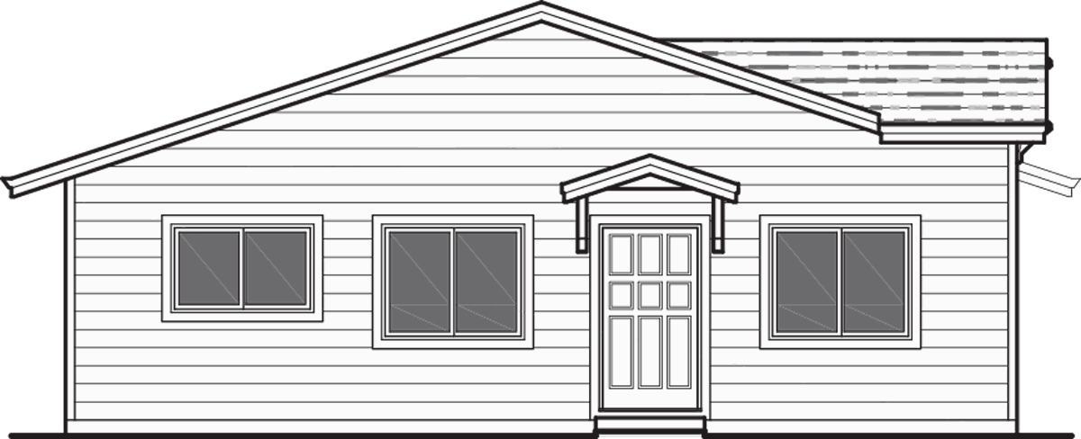 House front drawing elevation view for D-588 One story duplex house plans, ranch duplex house plans, 3 bedroom duplex house plans, D-588