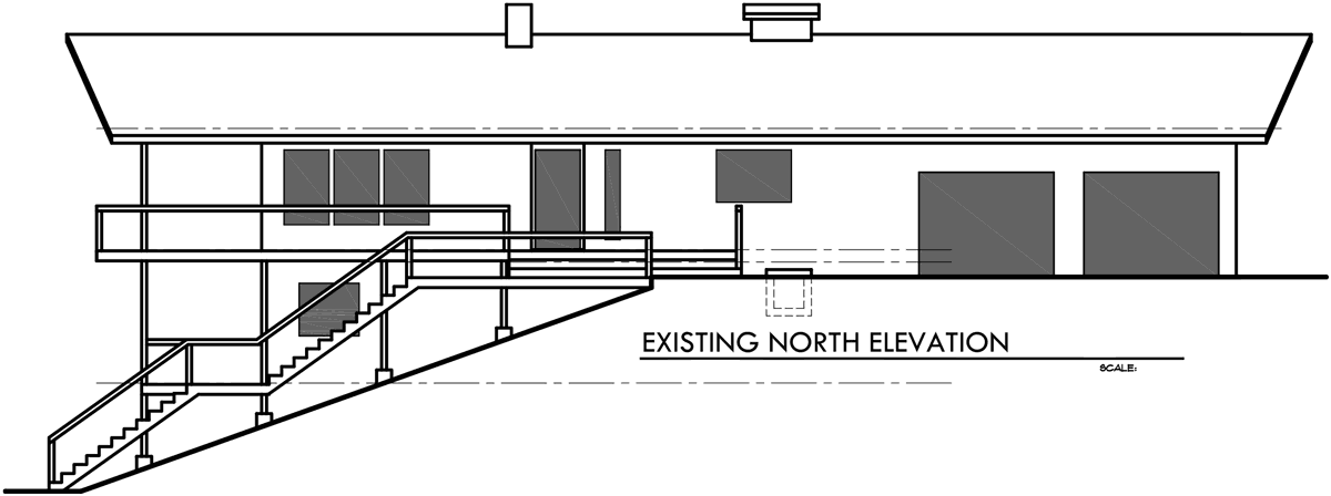 House front drawing elevation view for 10155 Residential Remodel House Plans for Portland, Beaverton, Lake Osewgo, Multnomah, Clackamas, and Washington County