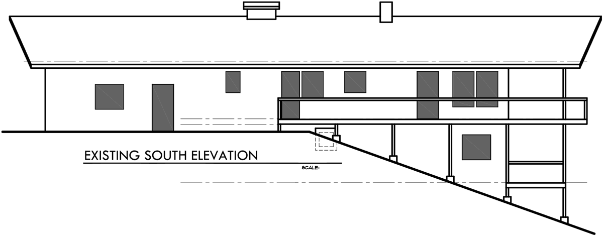 House rear elevation view for 10155 Residential Remodel House Plans for Portland, Beaverton, Lake Osewgo, Multnomah, Clackamas, and Washington County