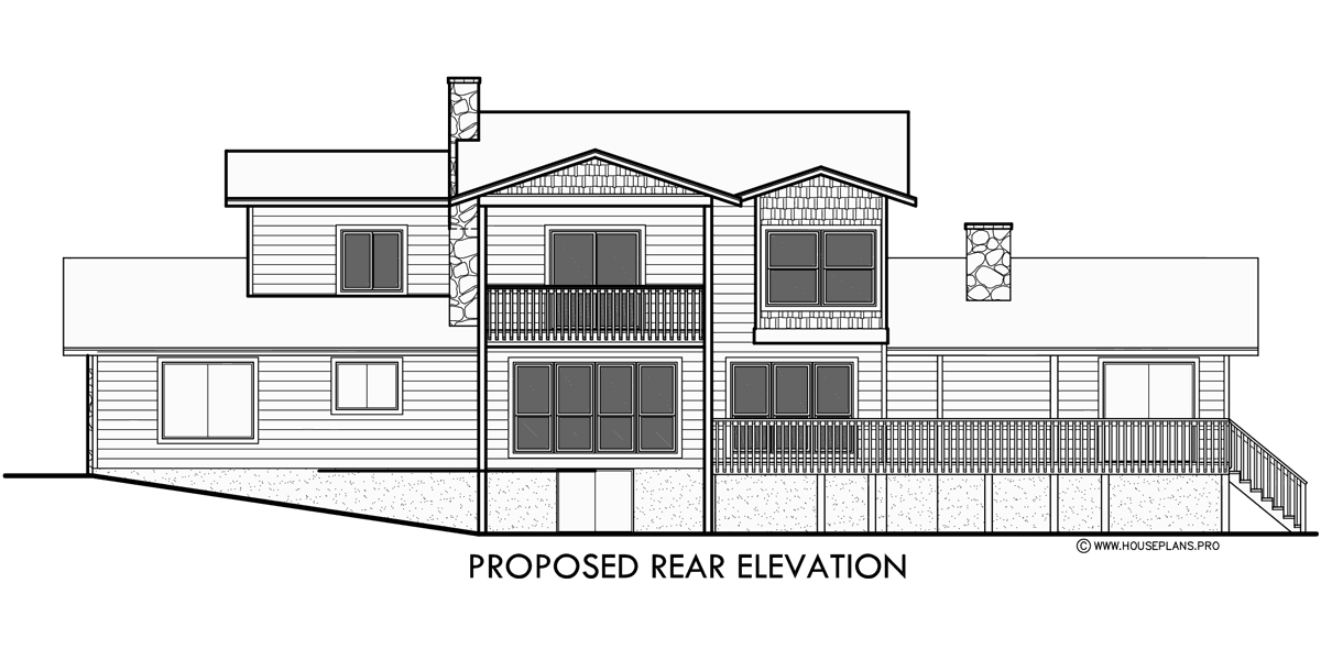 House side elevation view for 10156 Portland Residential Remodel House Plans Beaverton Lake Osewgo SW Portland Multnomah Village