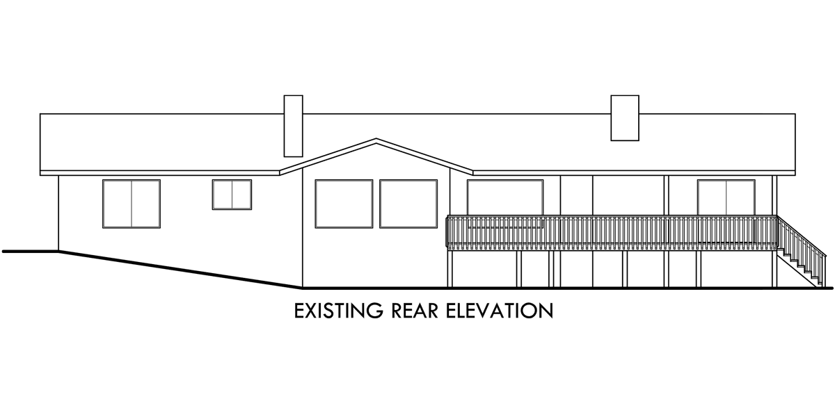 House rear elevation view for 10156 Portland Residential Remodel House Plans Beaverton Lake Osewgo SW Portland Multnomah Village