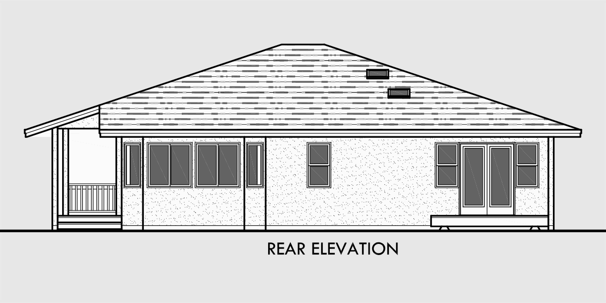 House front drawing elevation view for 1185 Beach House Plan w/ wrap around porch mediterranean house plans www.houseplans.pro