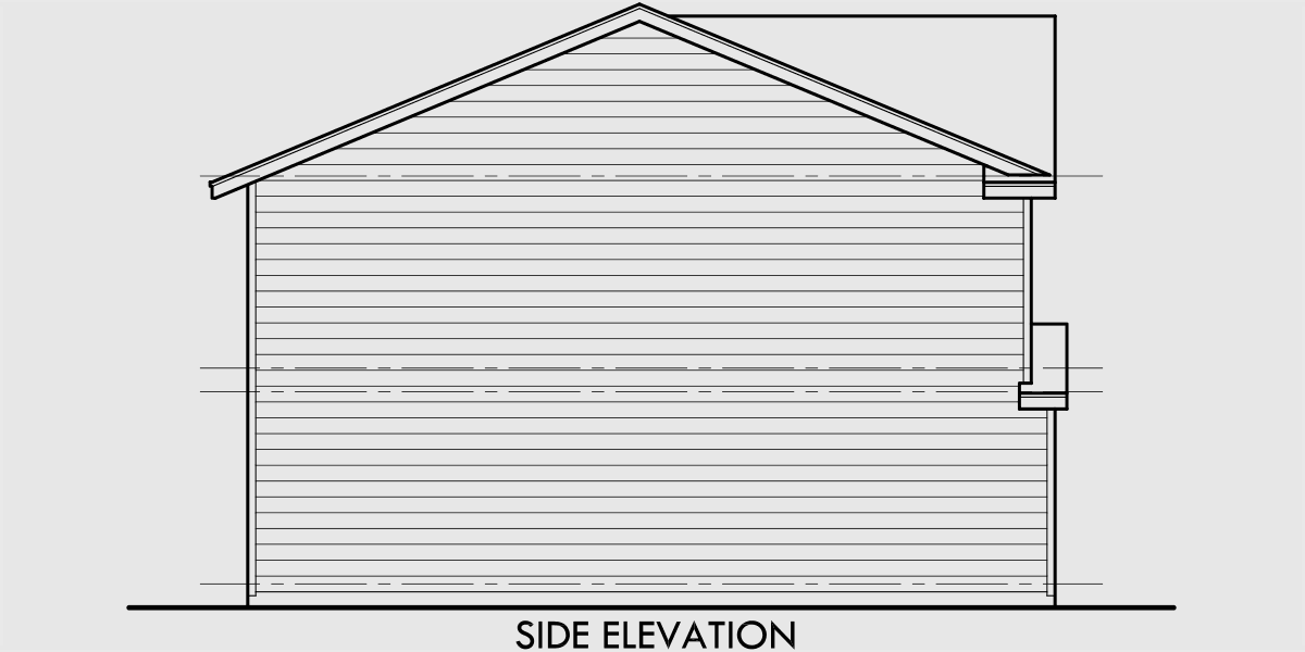 House side elevation view for D-503 Narrow lot duplex house plans, 2 bedroom duplex house plans, affordable duplex floor plans, D-503