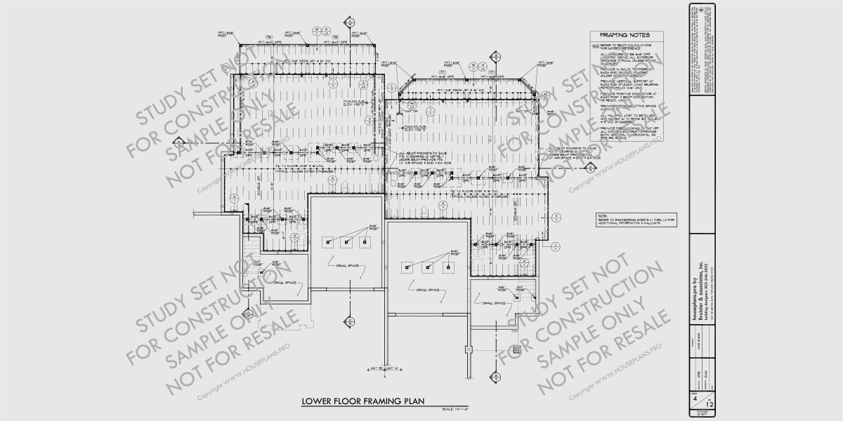 House rear elevation view for Bid Free Sample Bid Set Construction Documents