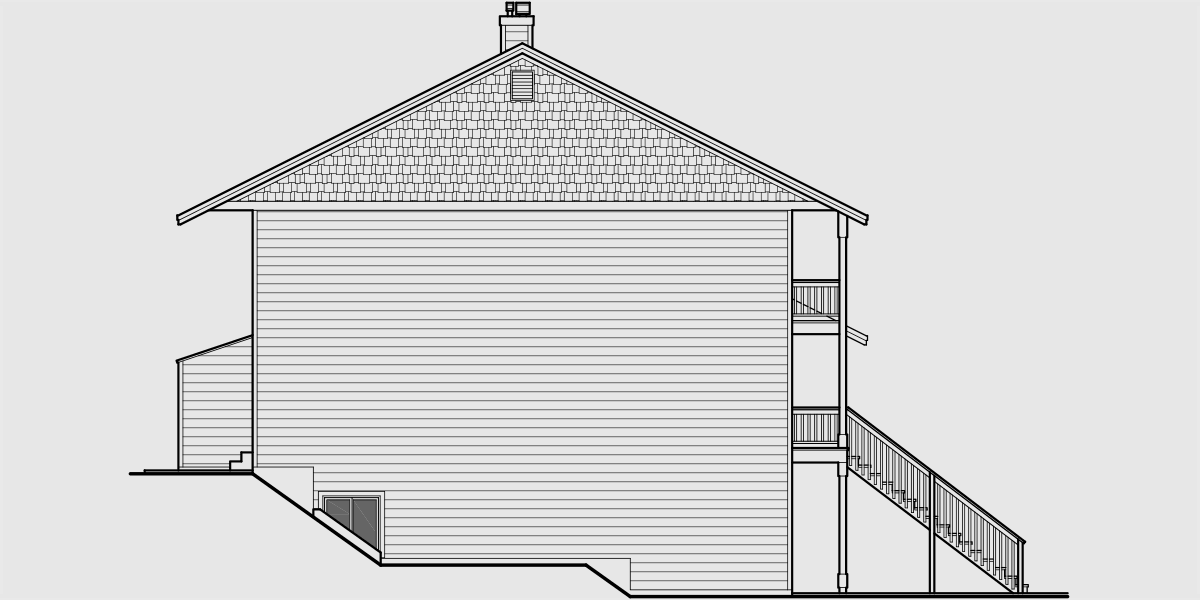 House rear elevation view for D-535 Duplex house plans, duplex home designs, duplex house plans with garage, vacation house plans, D-535
