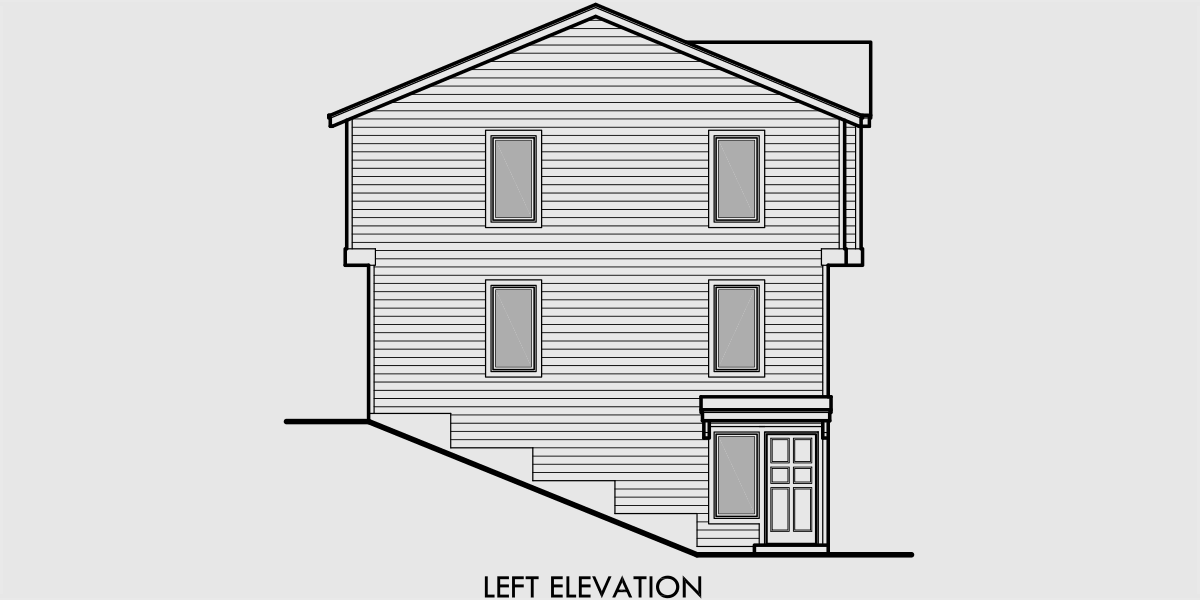 House front drawing elevation view for F-537 4 plex plans, fourplex with owners unit, quadplex plans with garage, 3 bedroom 4 plex house plans, F-537
