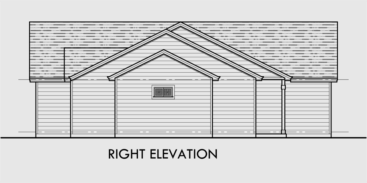House rear elevation view for 10162 Single level house plans, one story house plans, great room house plans, split bedroom house plans, 10162