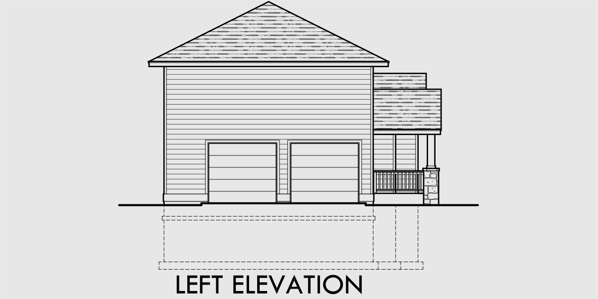 House rear elevation view for 10089 Master bedroom on main floor, side garage house plans, 5 bedroom house plans, 10089