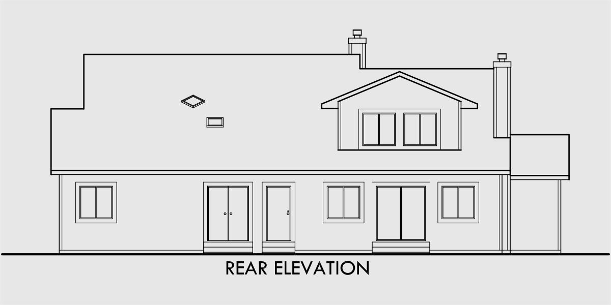 House side elevation view for 10165 Sloping lot house plans, daylight basement house plans, luxury house plans, view lot house plans, 10165