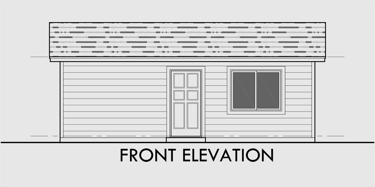 House front color elevation view for 10178 Small house plans, studio house plans, one bedroom house plans, 10178b