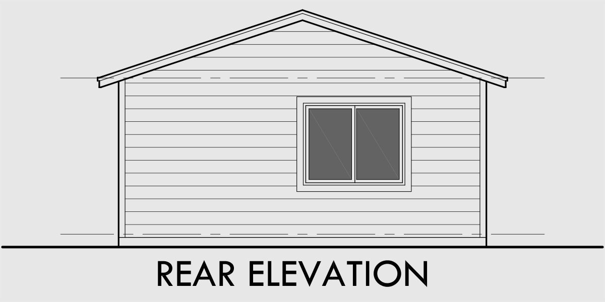 House front drawing elevation view for 10180 Small house plans, studio house plans, one bedroom house plans, 10180